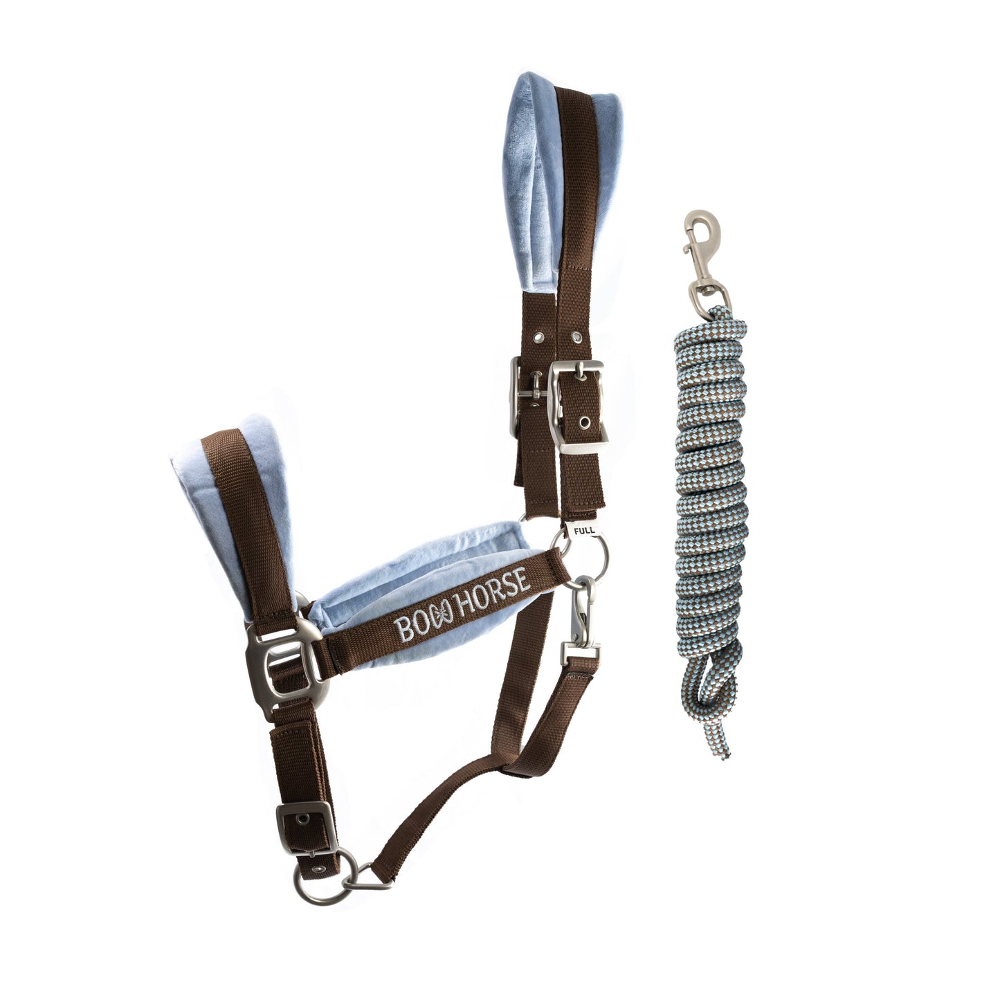 Premium Horse Halter and Lead - Blue-Brown